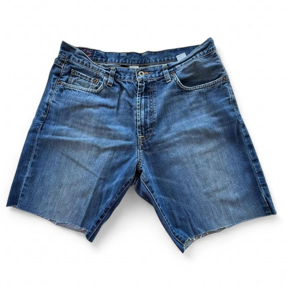Lucky Brand Shorts Mens 34 zip Ol Regatta  Distressed Denim Jean Jorts Raw hem